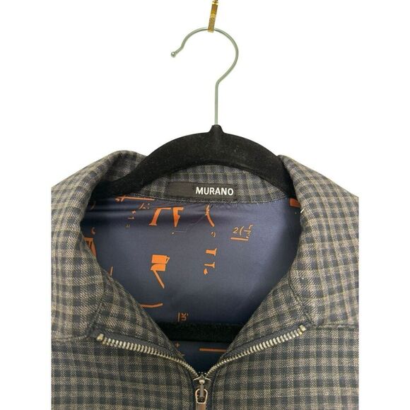 Slim Fit Murano Plaid Jacket Black And Blue Small Fashion Classy Zip Up - Picture 2 of 7